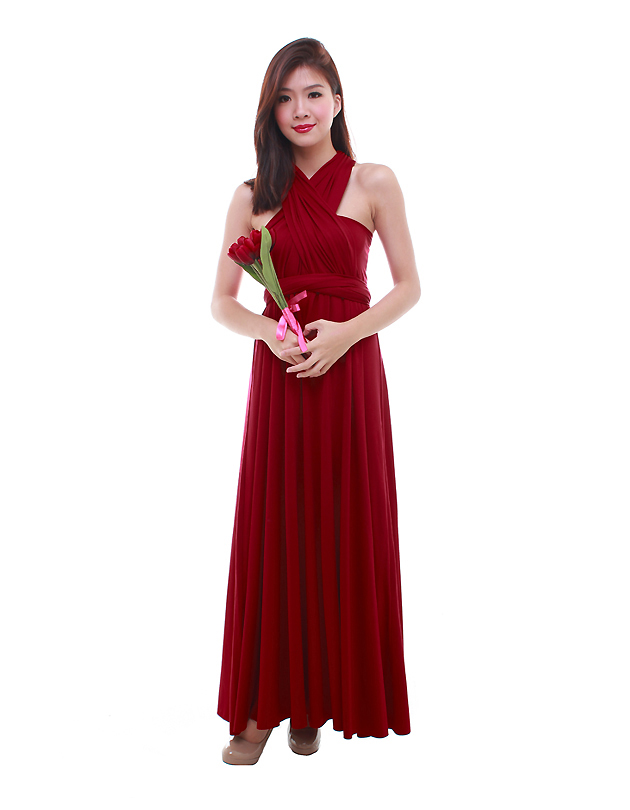 Cherie Convertible Maxi Dress in Maroon